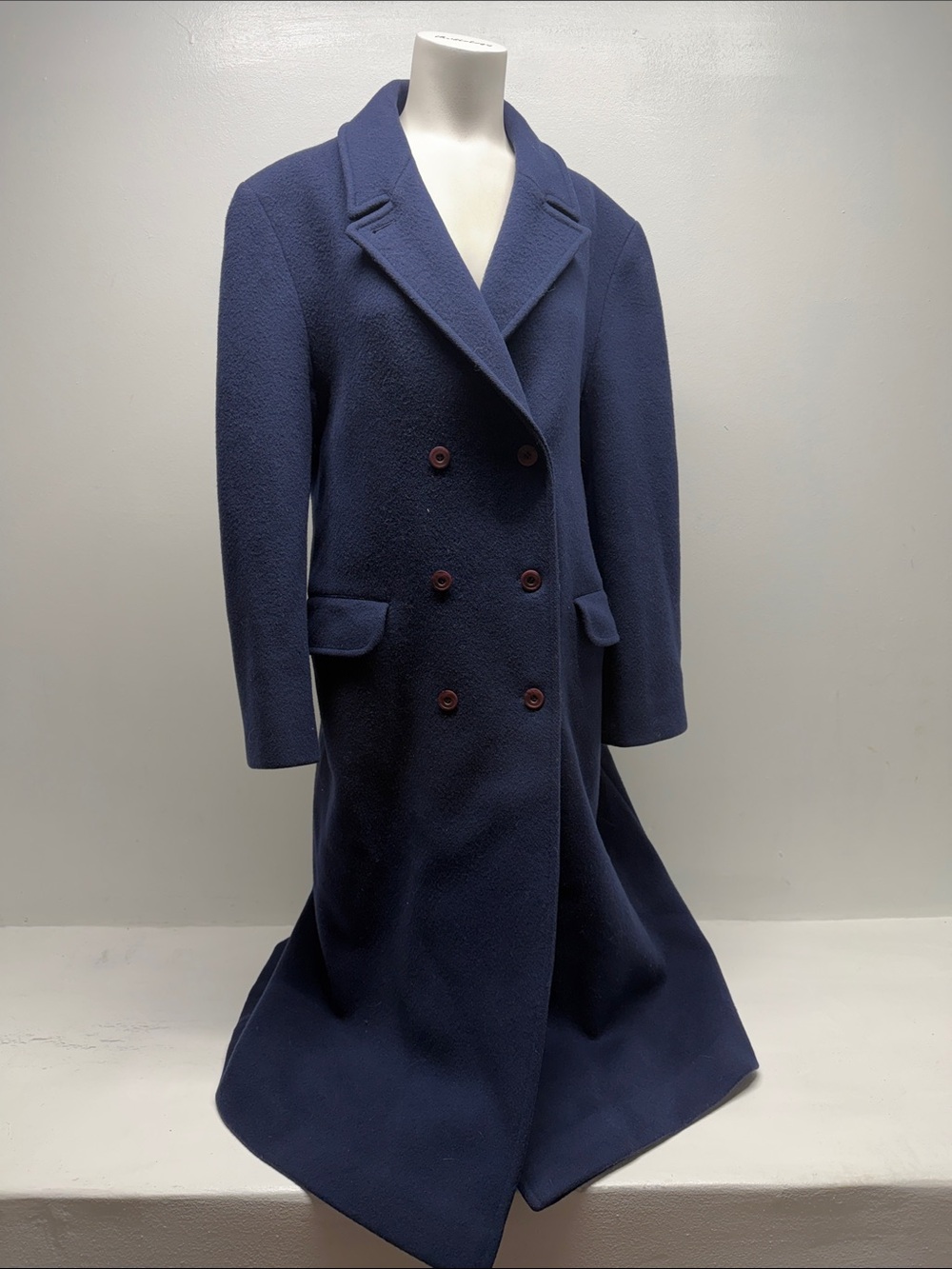 Pendleton Navy Blue Double-Breasted Wool Coat